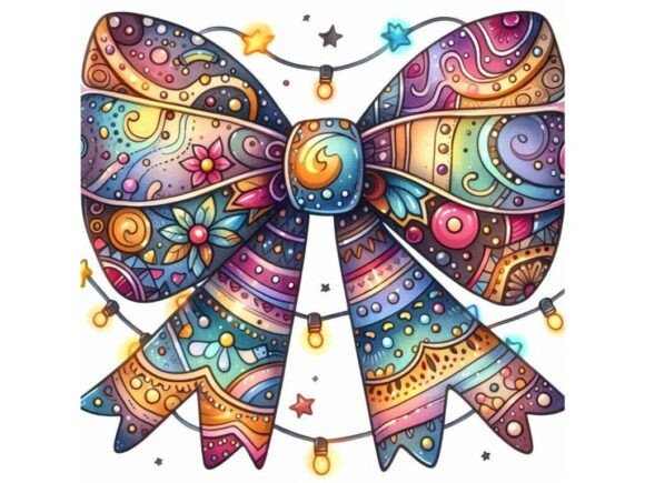 Download A Watercolor Bow with Vibrant Patterns a - Vibrant patterns Collection