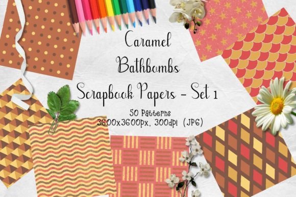 Download Caramel Bathbombs Scrapbook Paper Set - Scrapbook paper set Collection