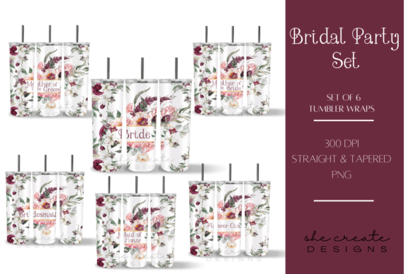 Download Bridal Party Tumbler Designs Set of 6 - Party Collection
