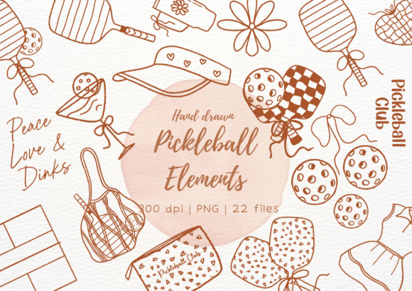 Download Hand Drawn Pickleball Doodle Bundle - Hand drawn Collection
