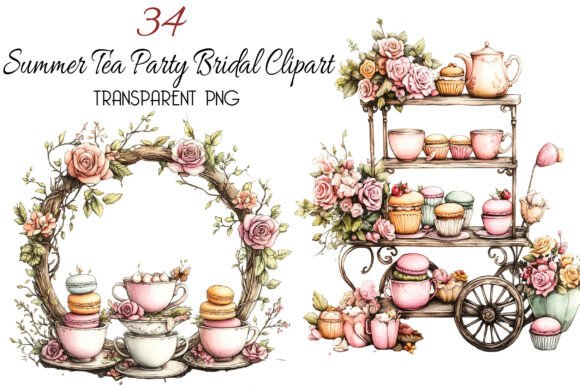 Download Summer Tea Party Bridal Clipart - Party Collection