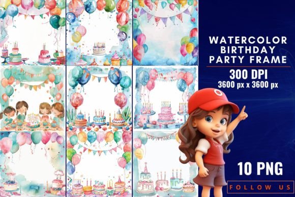 Download Watercolor Birthday Party Frame - Party Collection