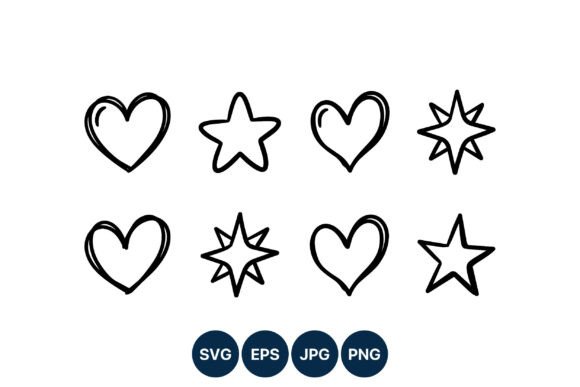 Download Hand Drawn Hearts and Stars Vector Set - Hand drawn Collection