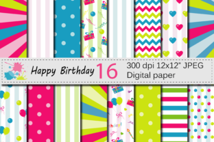Download Happy Birthday Digital Papers with Balloons and Presents / Kids Birthday Party Backgrounds - Party Collection